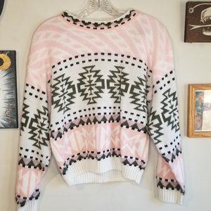 VINTAGE 90s y2k Pastel Tribal Print Sweater
